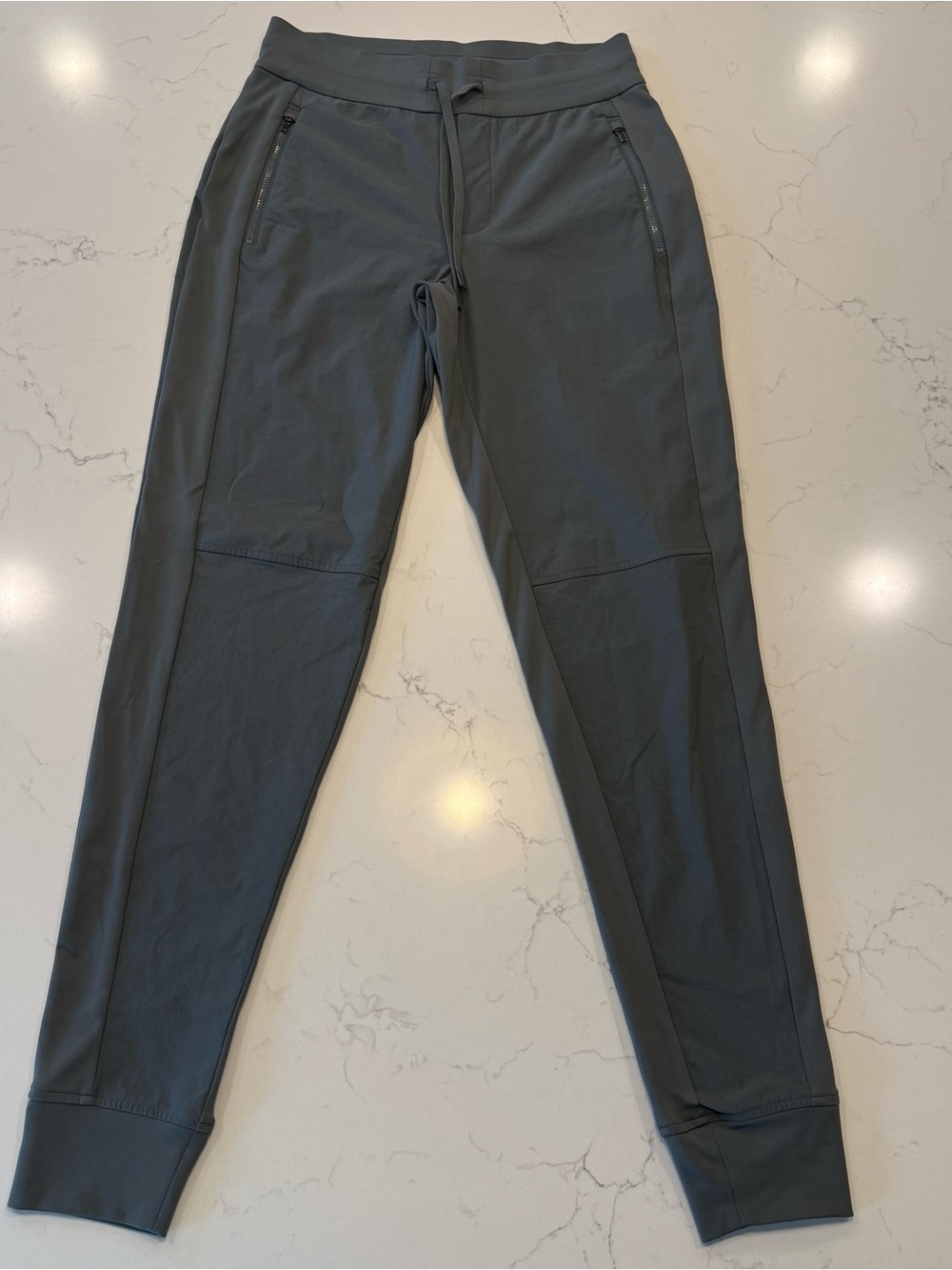 Athleta Headlands Hybrid Trek Jogger Pants Gray 4 Tall Drawstring Zip Pockets